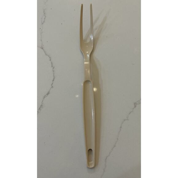 Vintage EKCO Beige Nylon 11” Meat Serving Carving Fork Made in USA Kitchen Tool - Picture 1 of 7